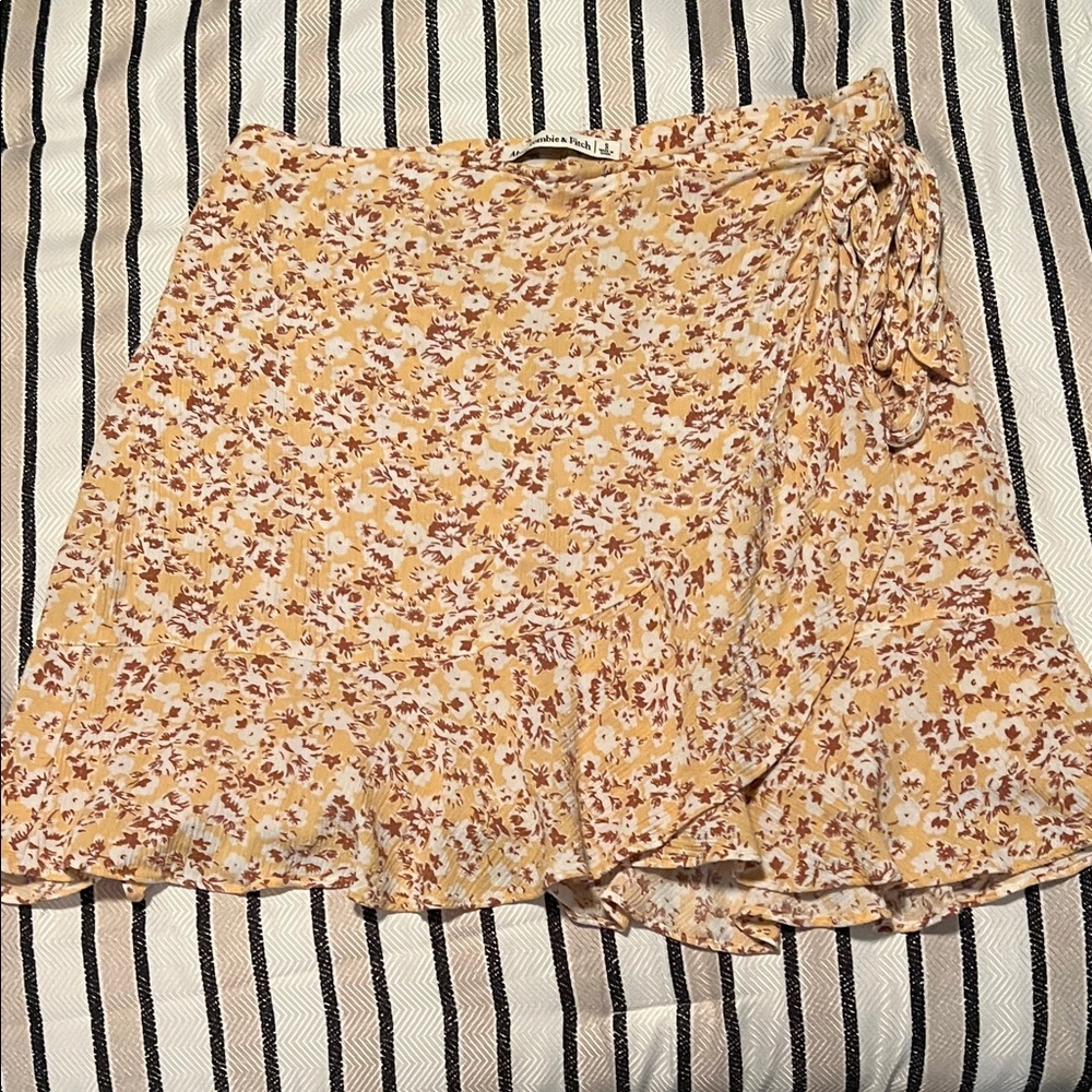Yellow Floral Lined Skirt